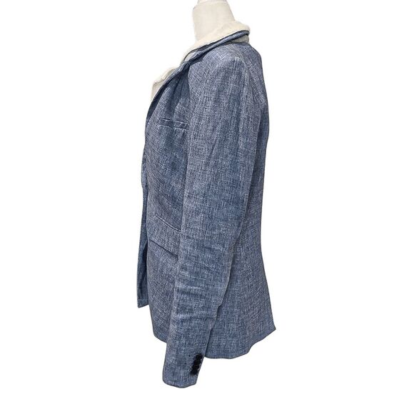 Veronica Beard Orchid Chambray Upcollar Blazer Jacket Size 6 w/ Dickey Insert - Picture 6 of 13